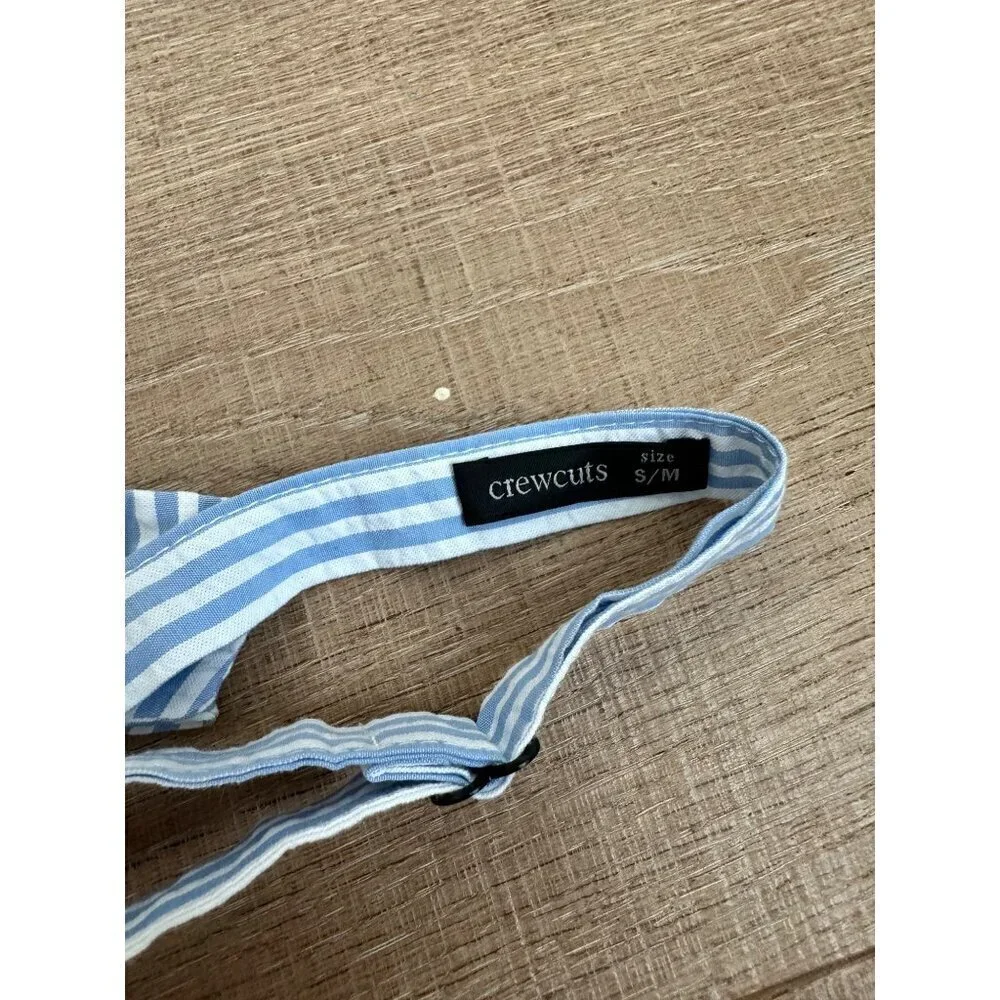 Crewcuts Kids Striped Adjustable Bow Tie S/M Blue & White Cotton